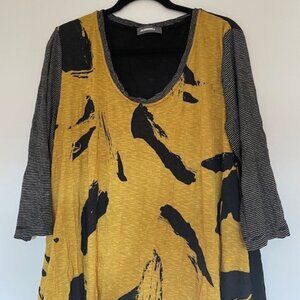 ALEMBIKA Black and Yellow Cocoon Dress